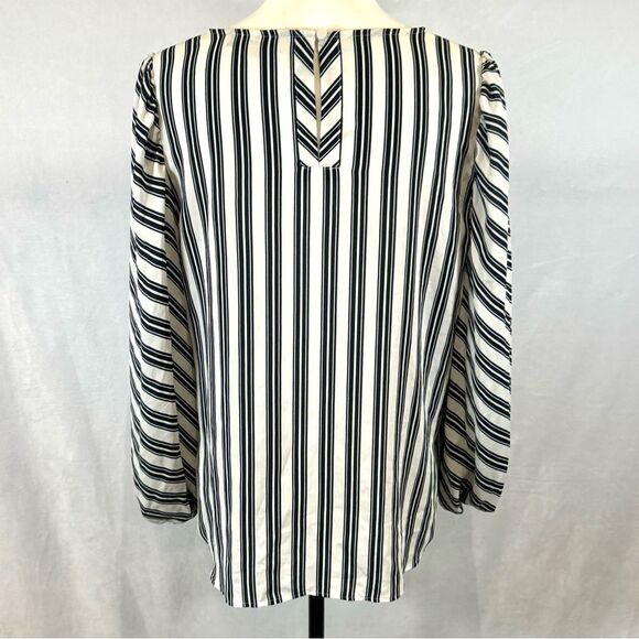 Loft long sleeve black and white multi stripe blouse top size medium - Picture 3 of 6